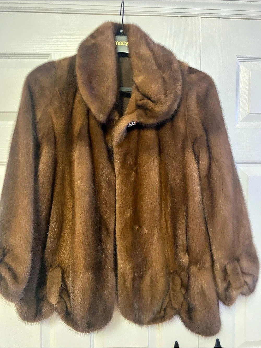Brown Mink Fur Coat with Jeweled Clasp Fur Depot
